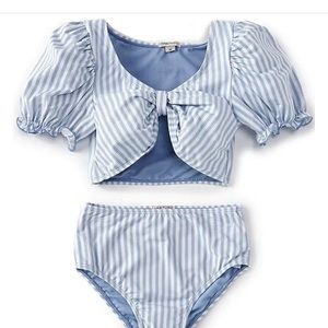 Habitual Kids Blue Striped Swim Bikini TOP